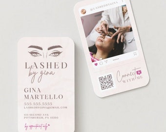 Lash Artist Cards, Instagram Business Cards, DIY Canva Business Card Template Design, Small Business Digital Cards, Business Cards Canva