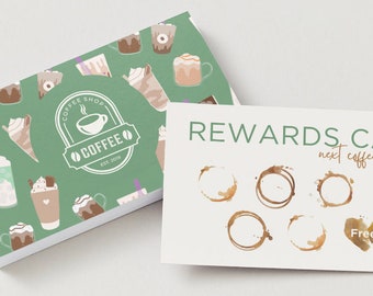 Coffee Shop Cards, Loyalty Cards, Rewards Card, DIY Loyalty Card Template Design, Small Business Digital Cards, Business Loyalty Cards Canva