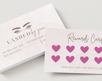 Lash Artist Cards, Loyalty Cards, Rewards Card, DIY Loyalty Card Template Design, Small Business Digital Cards, Business Loyalty Cards Canva