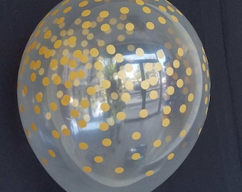 Confetti Balloons 11 inch Gold Confetti Look Balloon Bridal Shower Baby Shower Balloons Wedding Bachelorette Anniversary Confetti Balloon