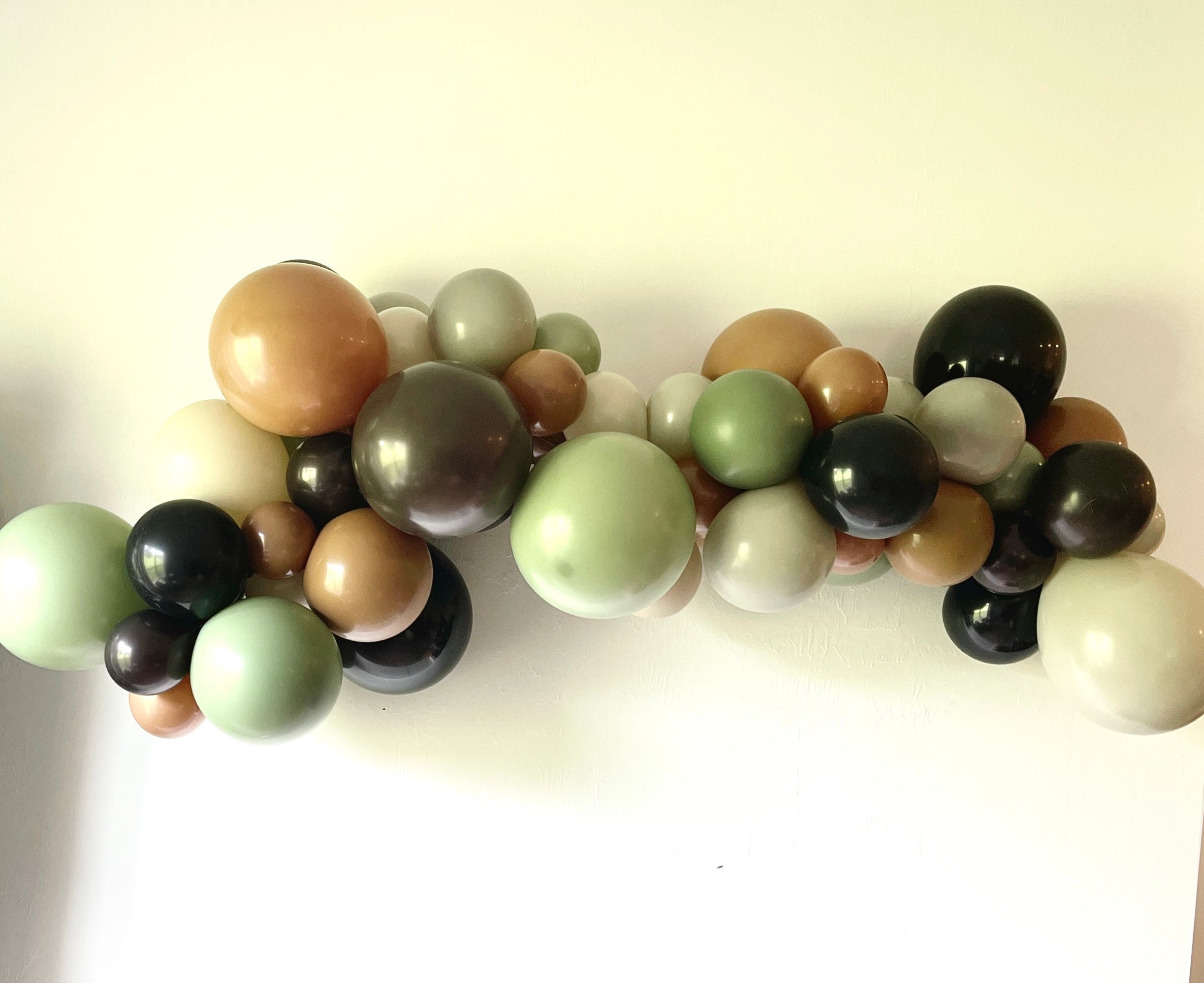 Camo Balloon Garland Kit Eucalyptus Stone Brown Sand Black Mocha Balloons Dino Party Army Party Camouflage Decor First Birthday Veterans Day