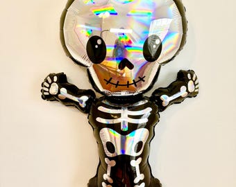 Skeleton Balloon  Holographic Halloween Balloon Halloween Kids Party Hocus Pocus Party Halloween Party Iridescent Balloon Non Spooky Party