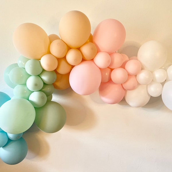 Boho Balloon Garland Kit - Pearl White Pink Cameo Mint Sea Glass Matte Balloons - Boho Muted Rainbow Arch - Boho Shower - First Birthday