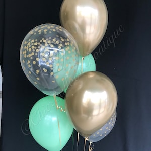 Mint Green and Gold Balloons - Baby Shower Balloons, Mint Green Decorations, Mint Green Party, Bridal Shower Decor, Birthday Balloons, Twins