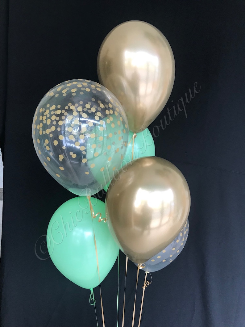 Mint Green and Gold Balloons Baby Shower Balloons Mint Etsy