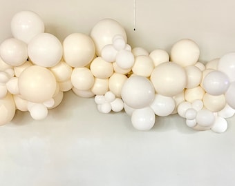 Off White Balloon Garland DIY Kit, Lace and White Balloons, Cream Baby Shower, Off White Wedding Decor, Lace Shower Decorations