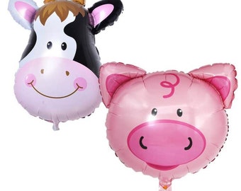 Cow Balloon Pig Balloon Farm Animal Balloons Farm Birthday Party Barnyard Party Cow Print Little Piggy First Birthday Farmstand Baby Shower
