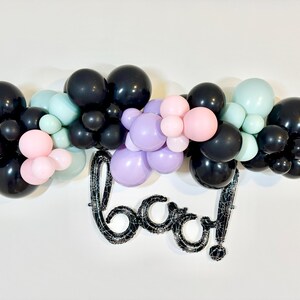 Pastel Halloween Balloon Garland Pastel Pink Purple Mint & Black Monster Mash Boo Im Two Spooky One Party Pink Halloween Balloons