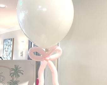 Pink Bow Balloon DIY KIT Large White Balloon with Pink Bow Baby Shower Balloon She’s Tying The Knot Palm Beach Bachelorette Party Pink Bows