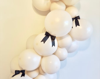 Black & Cream Bow Balloon Garland Shes Tying the Knot Bridal Shower Coquette Baby Shower Black Bow Decoration Bow Trend Birthday Party