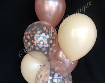 Rose Gold & Blush Balloons - Boho Bridal Shower - Fall Baby Balloons - Confetti Balloons - Rose Gold Decorations - Boho Birthday - Fall Deco