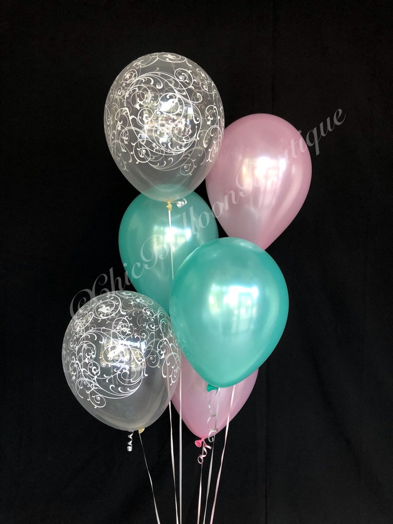 Pink Mint Filigree Balloons Bridal Shower Baby Shower Etsy