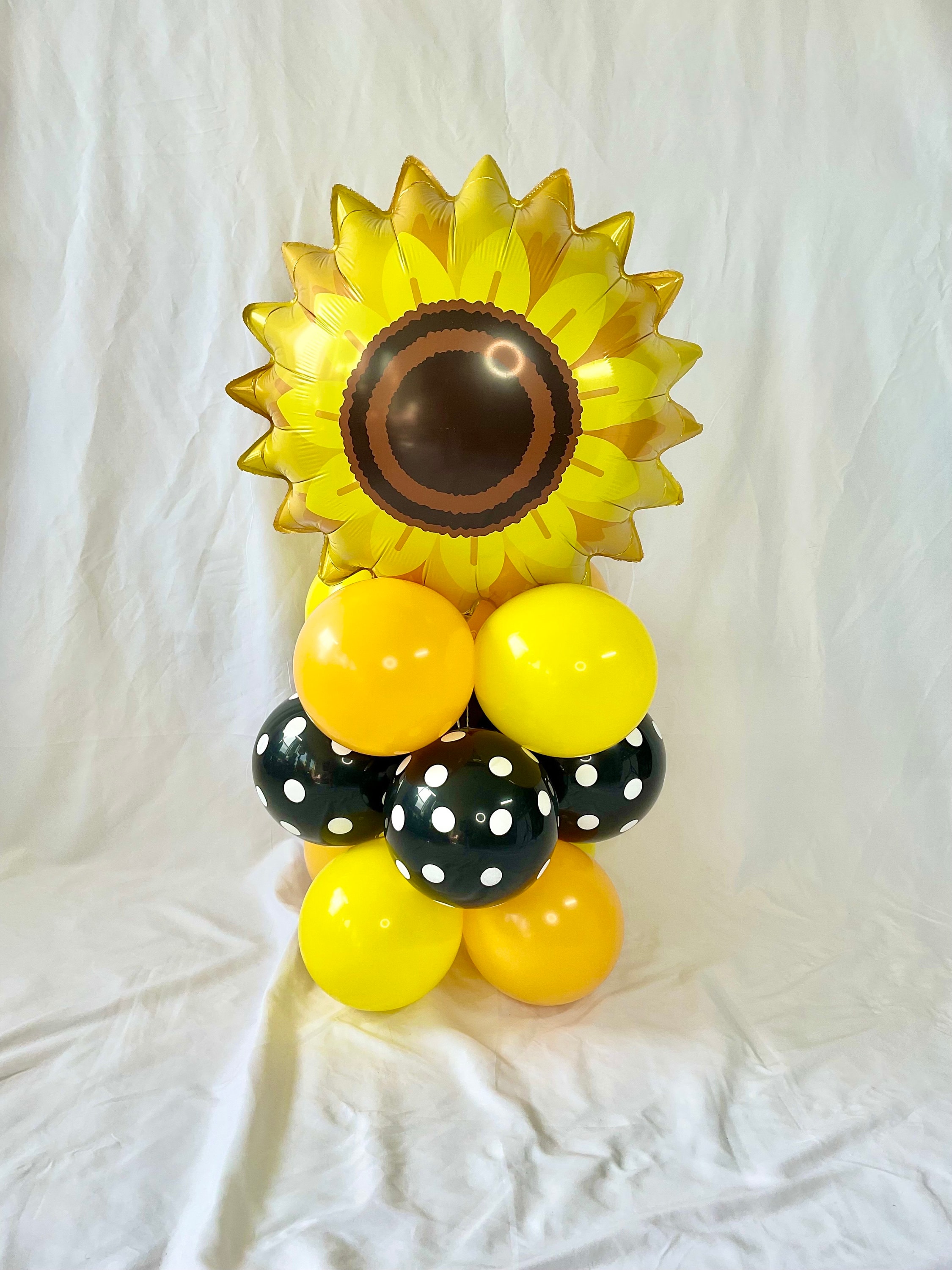 Sunflower Balloon Tower Stacker Golden Rod Yellow Black Polkadot Fall Baby Shower Sunflower Bridal Shower Sunflower Party Fall Balloons