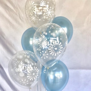 Snowflake Balloons Snowflake and Pearl Blue Balloons Onederland Winter Wonderland Shower Baby Shower Balloons image 1