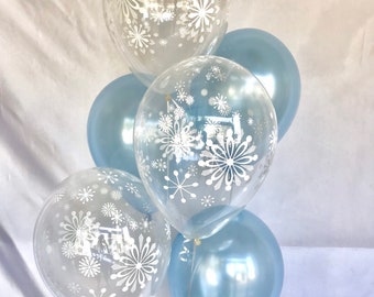 Snowflake Balloons - Snowflake and Pearl Blue Balloons - Onederland - Winter Wonderland Shower - Baby Shower Balloons