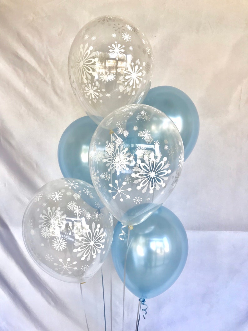 Snowflake Balloons Snowflake and Pearl Blue Balloons Onederland Winter Wonderland Shower Baby Shower Balloons image 1