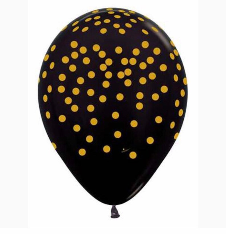 Black Confetti Balloons Black and Gold Balloons Birthday Etsy