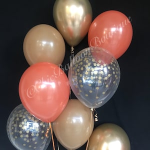 Mocha Burnt Orange Chrome Gold Confetti  Balloons Bouquet Fall Bridal Shower Fall Baby Shower Pumpkin Balloon Little Pumpkin Fall in Love