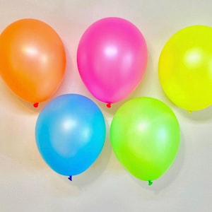 Neon Balloons for Glow Party Decor 11 inch Latex Balloons 80s Neon Prom Neon 90s Party Neon Birthday Party Glow Birthday Party 5 Neon Colors