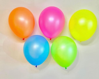 Neon Balloons for Glow Party Decor 11 inch Latex Balloons 80s Neon Prom Neon 90s Party Neon Birthday Party Glow Birthday Party 5 Neon Colors