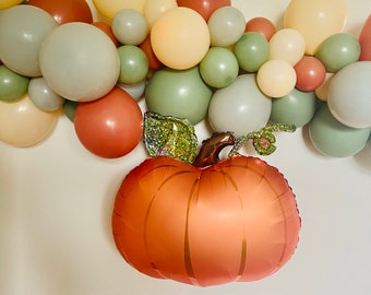 Kit guirlande ballon citrouille - saule orange brûlé vert pierre blush - arche bohème - shower de bébé automne - kit guirlande ballon automne