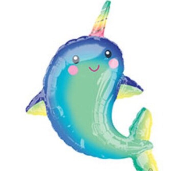 Narwhal Balloon - Birthday Balloon - Mermaid Party - Under the Sea - Narwhal Decorations - Under the Sea Shower