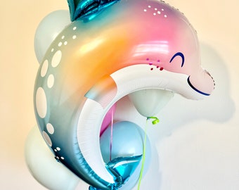 Dolphin Balloon Bouquet Pink Mint Seaglass Oneder the Sea Birthday Under the Sea Baby Shower Ocean Party Underwater Cute Dolphin Sea Animal