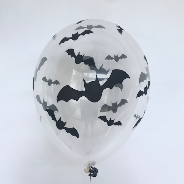 Bat Balloons 11 inch Clear Printed Latex Halloween Bat Party Spooky One Two Spooky Monster Mash Party Hocus Pocuse Witchy Decorations