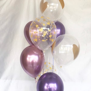 Pink and Purple Balloons Princess Balloons Gold Heart Balloons Bridal Shower Decor Baby Shower Balloons Pink & Purple Party image 1