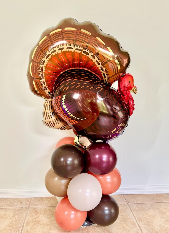 Turkey Balloon Tower Stacker Thanksgiving Balloon Tower Fall Balloons Little Turkey Party Friendsgiving Decorations Lil Turkey Decor