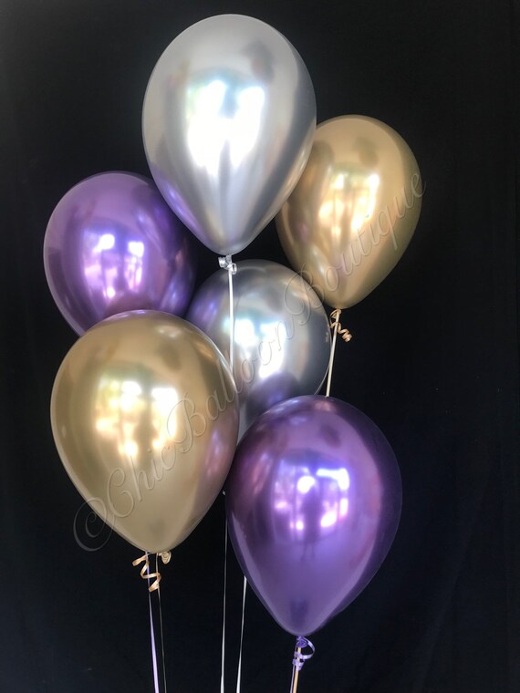 Purple Gold Silver Balloons Bachelorette Party Birthday Etsy