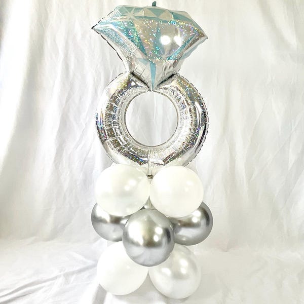 Giant Diamond Ring Foil Balloon - Sparkly Engagement & Wedding Party Decoration