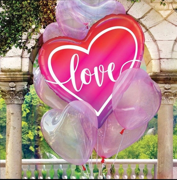 Pink Heart Shaped Latex Balloon - Heart Balloon Garland - Baby Shower - Bridal Shower - Engagement - Marry Me - Crystal Pastel Latex Il_570xn