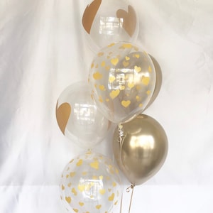 Gold Heart Balloons - Anniversary Balloons - Galentines - Bridal Shower Decor - Baby Shower Balloons - Gold Party - Valentines Balloons