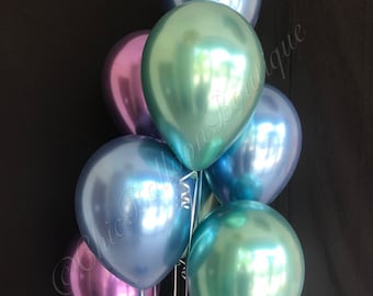 Purple Blue and Green Balloons - Mermaid Balloons - Under the Sea - First Birthday - Dinosaur Party - Baby Shower Balloons - Birthday Decor