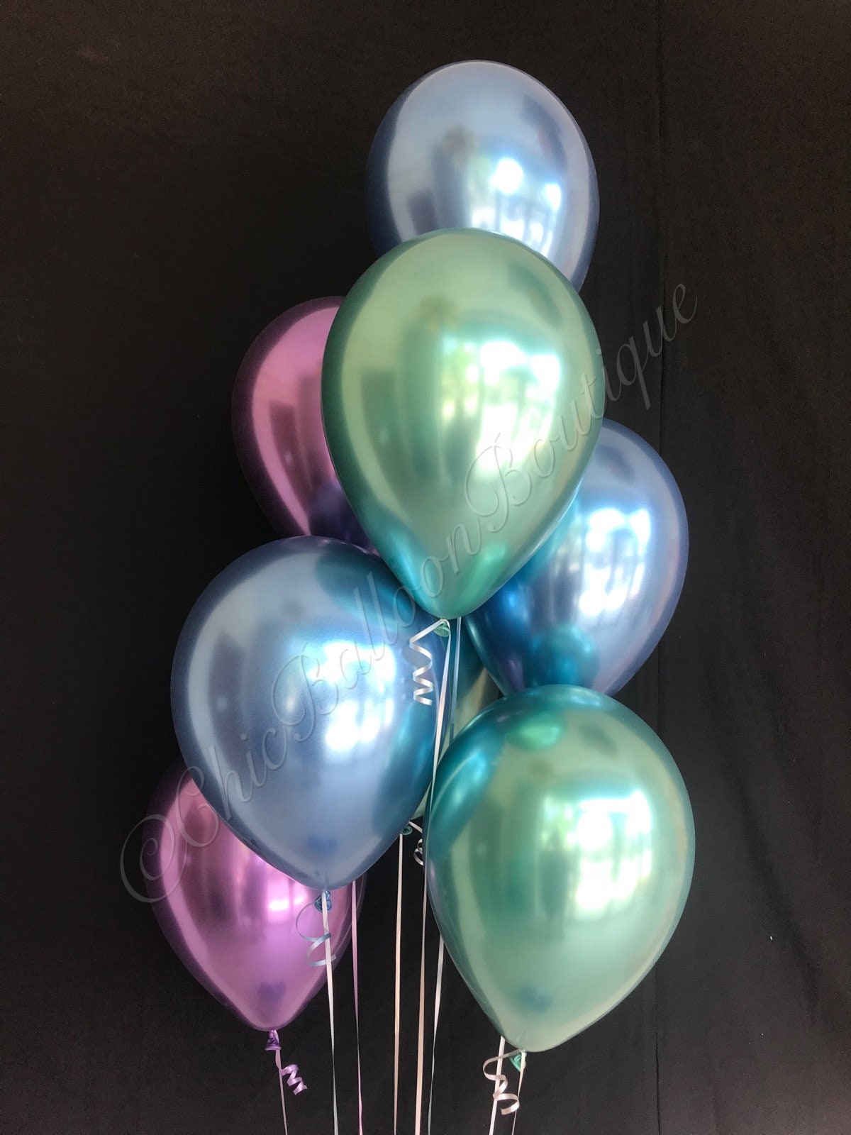 Pastel Green Blue Chrome Balloons Set Dinosaur Birthday Baby