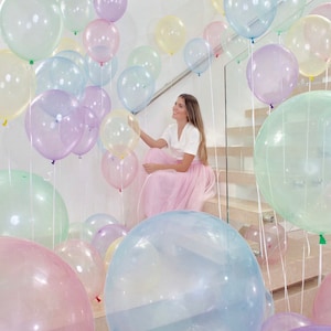 Crystal Pastel Balloons 5 11 24 inch Crystal Latex Balloons Baby Shower Balloon Pastel Balloons Pastel Rainbow Pastel Latex Balloons (D)