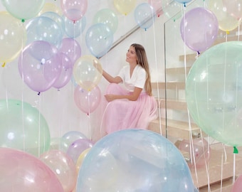 Crystal Pastel Balloons, 5 11 24 inch Crystal Latex Balloons, Baby Shower Balloon, Pastel Balloons, Pastel Rainbow, Pastel Latex Balloons