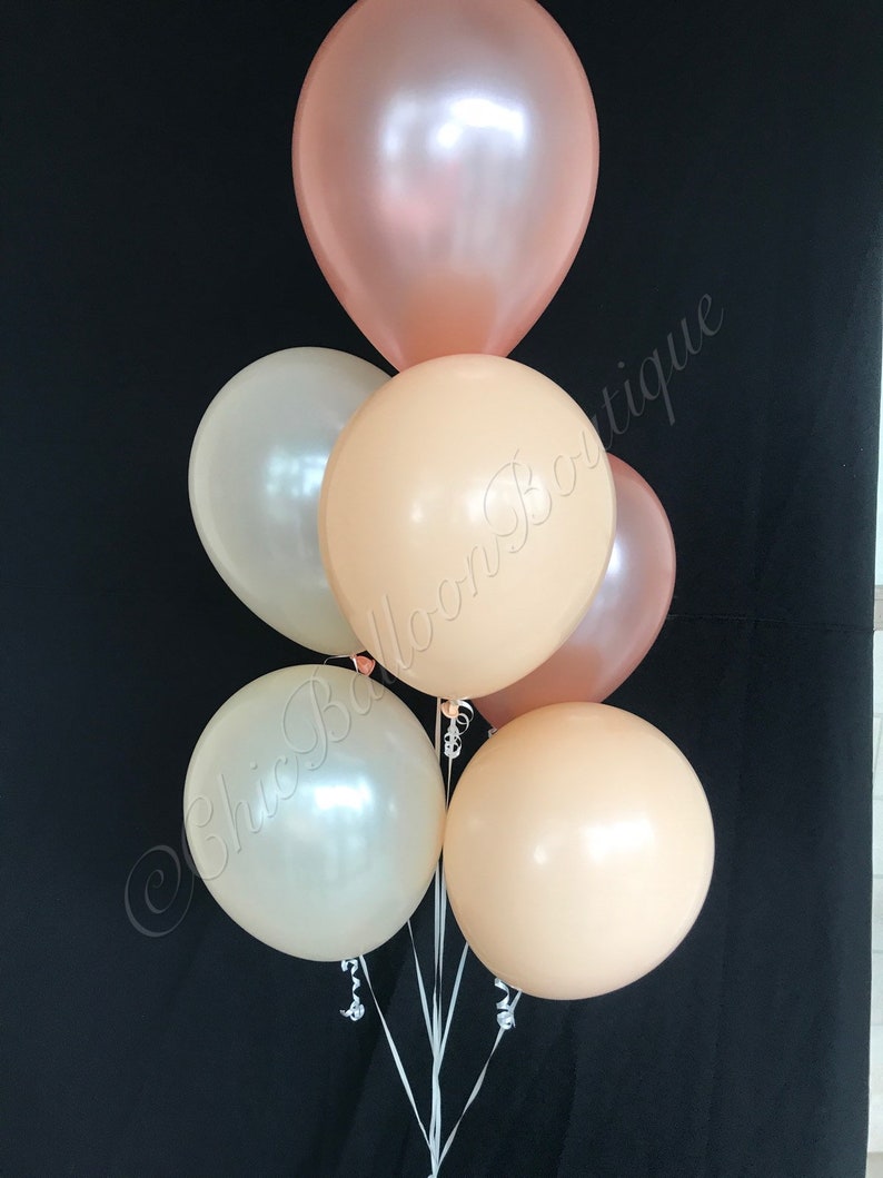 Bridal Shower Decor Baby Shower Balloons Shabby Chic 6 Pack Wedding Balloons Rose Gold and Blush Balloons
