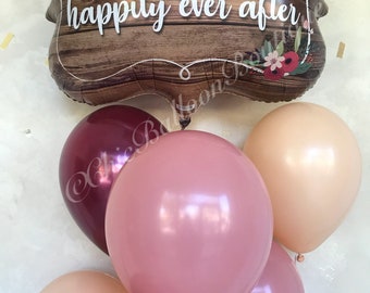 Blush and Burgundy Dusty Rose Balloons - Fall Bridal Shower Decorations - Bridal Shower Balloons - Wedding Balloons - Shabby Chic Decor