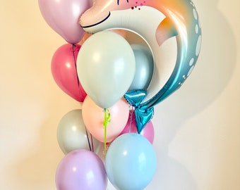 Dolphin Balloon Bouquet Pink Mint Coral Seaglass Blossom Oneder the Sea Birthday Under the Sea Shower Ocean Party Underwater Cute Dolphin