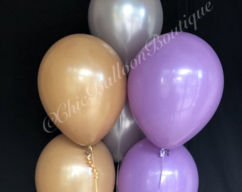 Lavender and Mocha Brown Balloons - Boho Wedding - Rustic Wedding - Baby Shower Balloons - Rustic Fall Balloons - Woodlands Balloons