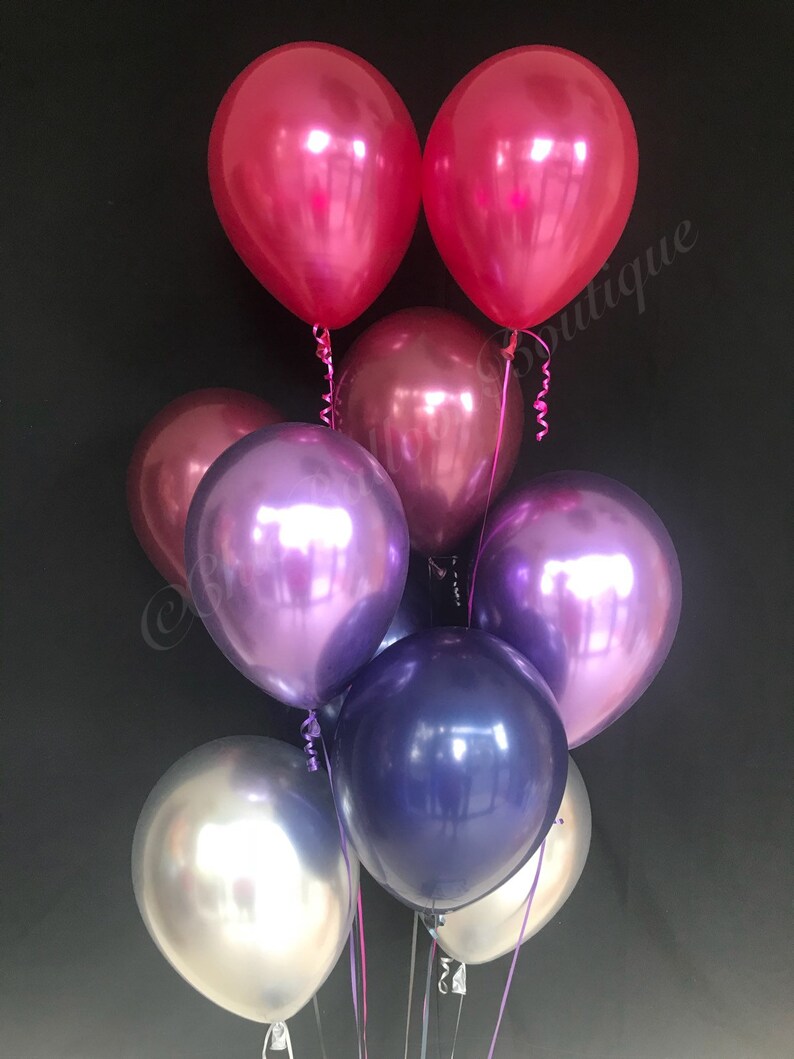 Burgundy Magenta Purple Navy Silver Balloons Fall Bridal Etsy
