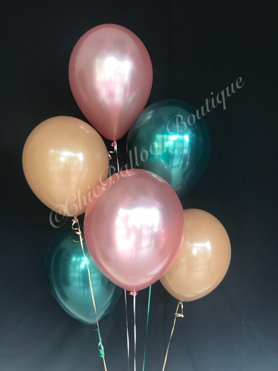Fall Balloons Forest Green Rose Gold Mocha Brown Balloons Etsy