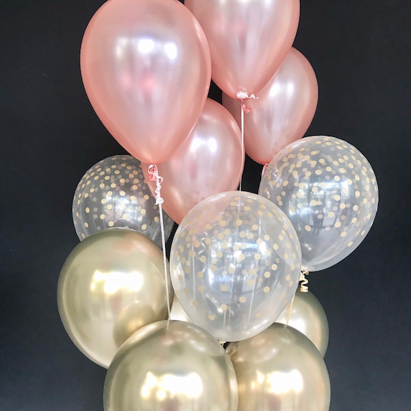 Globos de confeti de oro rosa - globos nupciales - globos de baby shower - decoraciones de cumpleaños - decoraciones de oro rosa - es una ducha de niña