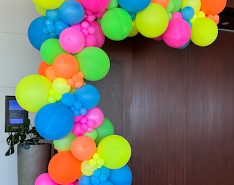 Neon Balloon Garland Retro Neon Party 80s 90s Party Arch Neon Party Glow Balloons Disco Party You Glow Girl Glow in the Dark Decorations