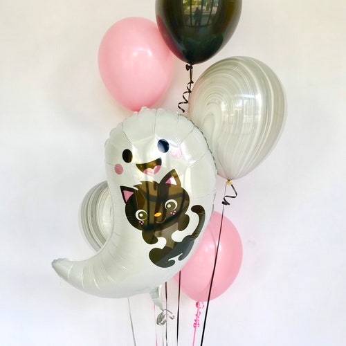 Ghost Balloons - Pink and Black - Halloween Balloon - Halloween Shower - Halloween Decorations - Ghost Balloon - Baby Ghost