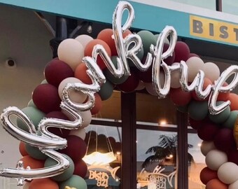 Thankful Balloon Banner, Gold or Silver Mylar Script Letters