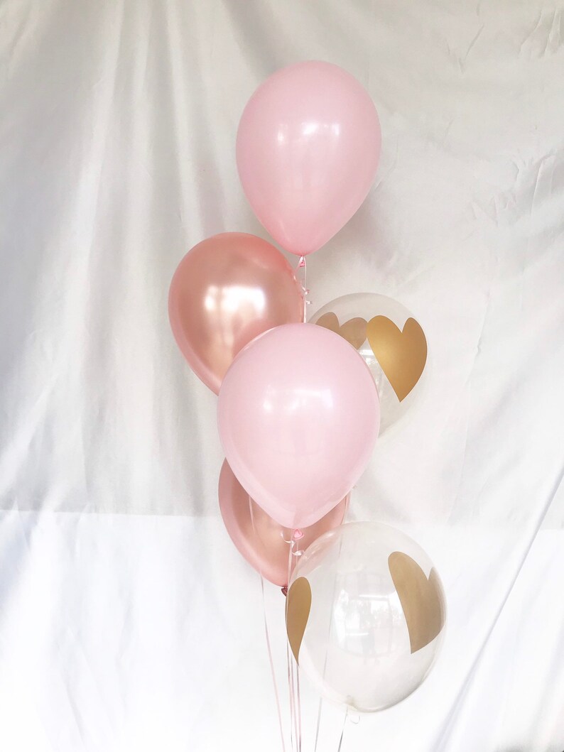 Rose Gold Pink Gold Heart Latex Balloons Baby Shower Etsy
