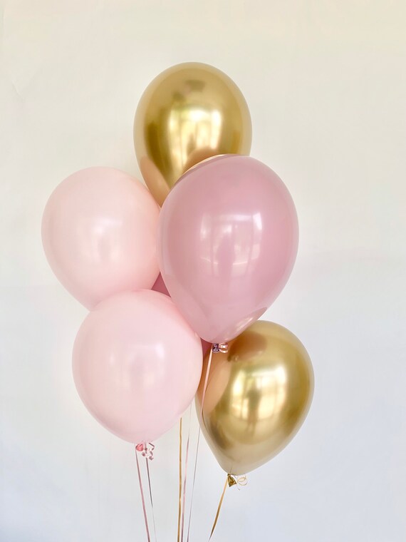 Dusty Rose Gold Balloons - Bridal Shower - Baby Shower - Balloons - Its a Girl - Bach Party - Dusty Rose Balloons - Pink and Gold Decoration Il_570xn